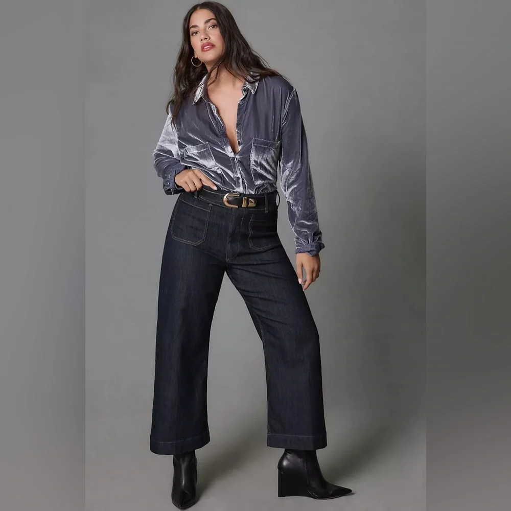 Anthropologie Maeve Colette Crop High Rise Wide Leg Jeans - Picture 2 of 12